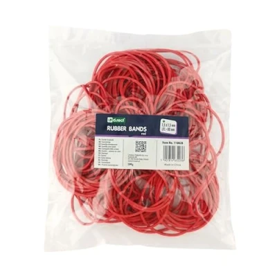 Imagen de D.RECT Banda Elástica 1.5x3mm 1/2 Circunferencia 100mm Bandas Elásticas para el Hogar, Trabajo, la Oficina Reutilizable, Duradero Bolsa Estable de 100 g Rojo
