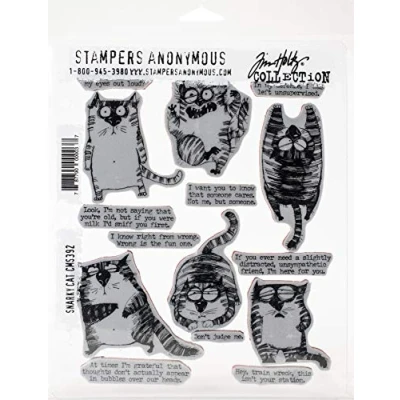 Imagen de Tim Holtz Stampers Anon Cling RBBR Juego de Sellos, Gato Snarky, talla única