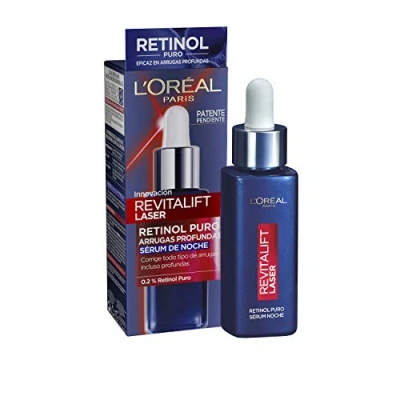 Imagen de L&#039;Oreal Paris Dermo Expertise Sérum de Noche Revitalift Laser con Retinol Puro, Cuidado Antiedad, Corrige Arrugas Profundas, 30 ml (Paquete 1)
