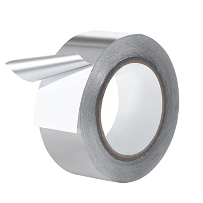 Imagen de Cinta Adhesiva de Aluminio, Rollo Lamina Metálica 50 m x 48 mm Resistente a llamas y Altas Temperaturas para Conductos Reparación Aislamiento Sellado, Plata