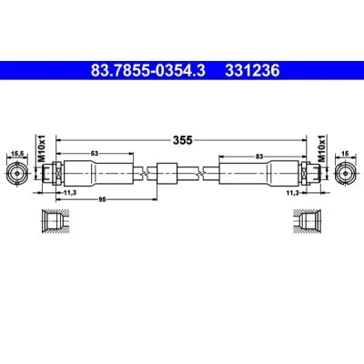 Imagen de ATE 83.7855 0354.3 Latiguillos de Freno 355 M10x1 AUDI: A8 D3