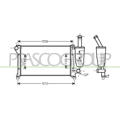 Imagen de PRASCO FT122R009 Radiador, refrigeración del motor Aluminio 500 322 23 Con acoplamientos rápidos Aletas unidas mecánicamente