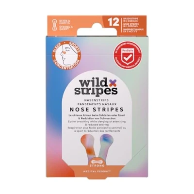 Imagen de Wild Stripes Nose Patches Sunrise Tiras nasales para mejorar la respiración, reducir ronquidos y favorecer el sueño reparador Ideales deporte o dormir Funcionales delicadas 12 uds