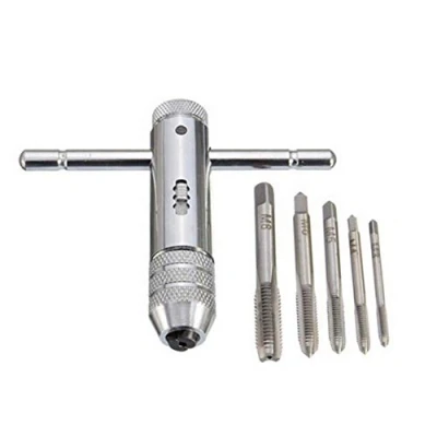 Imagen de Yuhtech 5 Pcs M3 M8 con Mango en T de Ttrinquete, llave Roscado, Herramienta Roscado Rosca Manual 3 mm 8