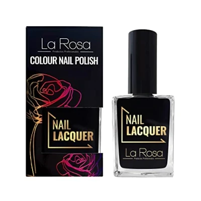 Imagen de LaRosa Esmalte de Uñas Color Enérgico con Correcta Cobertura Fórmula Duradera Buena Consistencia Fácil Aplicación Pincel Bien Formado Negro 15 ml