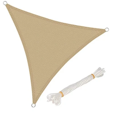 Imagen de WOLTU Toldo Vela de Sombra Triangular 4x4x4 m HDPE Transpirable Prevención Rayos UV Solar protección 85% Resistente y para Jardín, Patio, Exteriores Arena, Arena