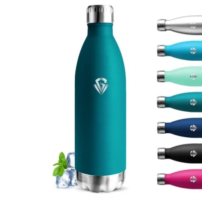 Imagen de Grsta Botella Agua Acero Inoxidable, Termica 1 litro, A Prueba de Fugas, Deportiva, sin BPA, Cantimplora para Adultos, Aislamiento al Vacío, Senderismo, Cámping, Gimnasio