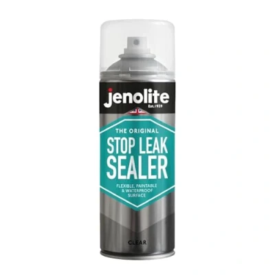 Imagen de JENOLITE Stop Leak Spray Sellador TRANSPARENTE 400ml de fugas para canalones y tejados planos Impermeable Rellena, sella detiene Protección a largo plazo contra el agua