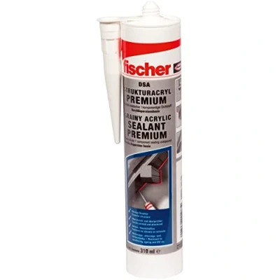 Imagen de fischer Strukturacryl Premium DAS Masilla granulada para juntas de interior y exterior, 310 ml, color blanco