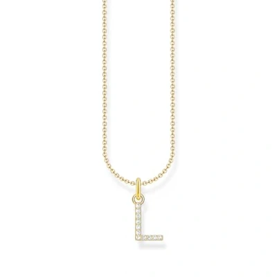 Imagen de THOMAS SABO Collar con letra L, plata chapada en oro circonitas, KE2251 414 14