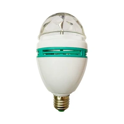 Imagen de 7hSevenOn Premium Bombilla LED E27 Disco RGB GIratoria 360º, 3W Potencia, 20W Equivalencia, 30 lúmenes, Temperatura RGB, Ángulo Apertura 160º, Tecnología SMD, Protección IP20, Ø8x15cm, Blanco