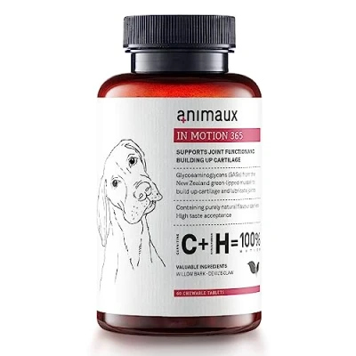 Imagen de Animaux In Motion Dogs Suplemento alimenticio para Perros con mejillón de Labio Verde, Corteza Sauce, Garra del Diablo, ácido hialurónico y colágeno, tabletas Las articulaciones 60