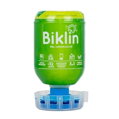 Imagen de BIKLIN Detergente Ecológico para Lavavajillas Incluye Dosificador Automático 40 Lavados + 500ml Jabón Líquido Lavaplatos Gel, Abrillantador, Sal, y Neutralizador de Olores Rellenable