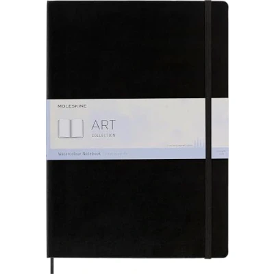 Imagen de Moleskine 29.7 x 42 cm A3 Size Watercolour Notebook Classic Notebook, Paper Suitable for Pencils and Paints Hard Cover Elastic Closure, Colour Black, 60 Pages