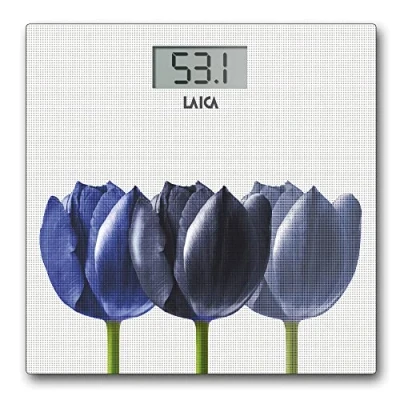Imagen de Laica Báscula de baño electrónica con batería recargable peso máx. 180Kg, Blanco/Azul
