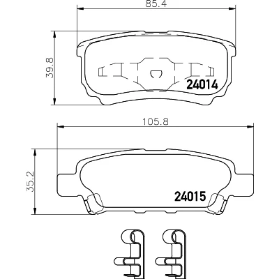 Imagen de HELLA 8DB 355 010 811 Juego de pastillas freno con avisador acústico desgaste accesorios MITSUBISHI: Lancer 8 Limousine, 7 Limousine