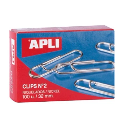 Imagen de APLI 11711 Clips niquelados nº2 32 mm 100 u.