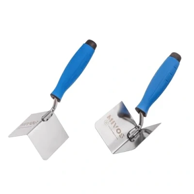 Imagen de Mivos 2 x Paleta de Esquina Inoxidable 80 60 mm Interior y Exterior Acero Borde con Mango Suave Espátula Esquinera