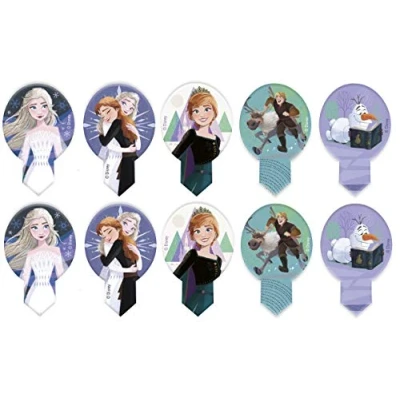 Imagen de Dekora Dekorapin Decoración Comestible para Tartas Cupcakes o Pasteles de Cumpleaños Infantiles 20 Obleas Comestibles Frozen 2 Tamaño 6,5x4 cm