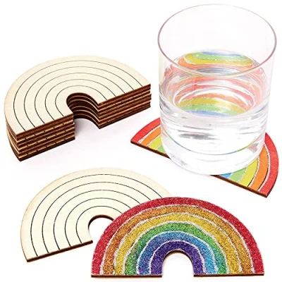 Imagen de Baker Ross FC764 Posavasos de madera Arcoiris Juego 10, Artesanía en