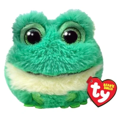 Imagen de Ty Beanie Balls Gilly la Rana con los Ojales Verdes Brillo, Animales de Peluche Suaves y Redondos para coleccionar 8 cm T42550
