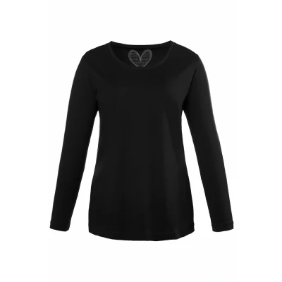 Imagen de Ulla Popken COL ROND EN MÉLANGÉ Camiseta de manga larga, Mujer, Talla: 44/46, Black