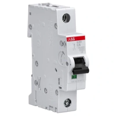 Imagen de Interruptor automático S201 C6, 1P, curva tipo C, 6 A, capacidad de corte máxima kA a 230/400 VAC (Referencia: ABB 2CDS251001R0064)
