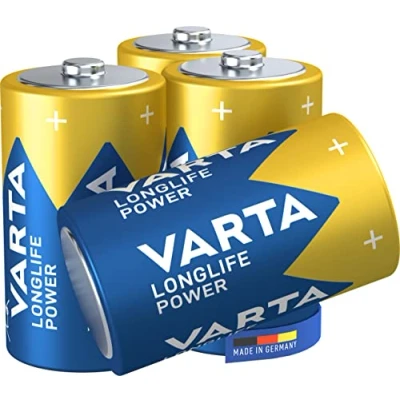 Imagen de Varta pila Longlife Power D Mono LR20 (paquete de 4 unidades), alcalina para juguetes, linternas, reproductores CD y otros aparatos que funcionan con pilas