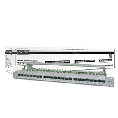 Imagen de DIGITUS LSA Patch Panel Cat 6A 24 puertos 1 U Apantallado Clase EA Tapa de protección contra el polvo Gris RAL 7035