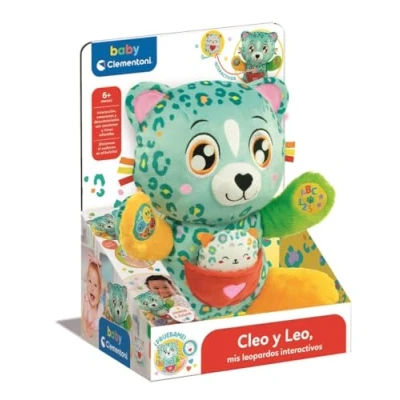 Imagen de Clementoni Cleo y Leo Leopardos Interactivos Peluche Interactivo para Bebés Educativo, Multisensorial Musical A Partir de 6 Meses Manufacturado en Italia 55555
