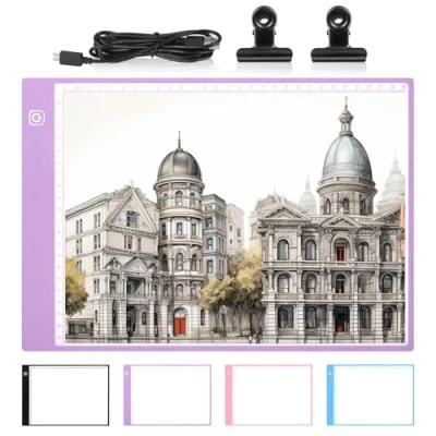 Imagen de Damcyer Mesa de Luz Dibujo A4,Tableta A4 LED,Light Pad Ultrafino con Brillo Ajustable,Tablero Cable USB,Mesa para X Ray,Artistas,Pintura Diamantes,Púrpura