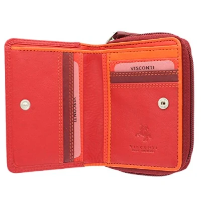 Imagen de Visconti Rainbow Monedero de Cuero para Mujer Estilo RB53 Rojo/Multi