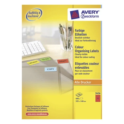Imagen de Avery Zweckform Universal Labels, Red 105x148mm, 105 x 148 mm