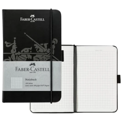 Imagen de Faber Castell 10065067 Cuaderno DIN A6 negro, cuadriculado, 100 g/m², 194 páginas papel FSC Mix, 90 x 140 mm