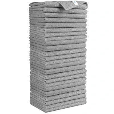 Imagen de AIDEA paños de limpieza microfibra, 24 unidades, limpieza, para ventanas, suaves, muy absorbentes, sin rayas, casa, cocina, coche, gris, 30 x