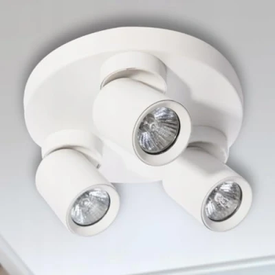 Imagen de Miratic Luminaria de Pared y Techo Aplique Interior Apliques Dormitorio GU10 Sustituible máx. 12 W (Bombilla no incluida) IP20 (base circular 3 cabezas, Blanco)