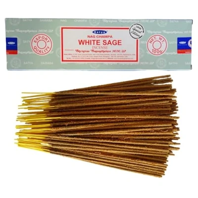 Imagen de LAMARE Varillas de Incienso Satya White Sage 1 Paquete 100 g (80 90 Varillas) Aromaterapia Meditación Yoga Packaging EcoFriendly