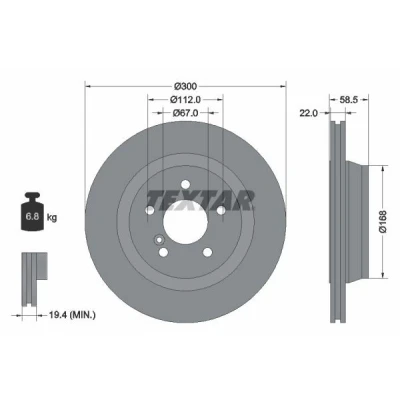 Imagen de TEXTAR PRO 92099503 Disco de freno 300 22 05/06 112 ventilación interna revestido sin perno sujeción rueda, buje rueda