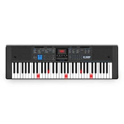 Imagen de Cefa Toys Teclado Electrónico Luminoso Multifunción 61 Teclas, Incluye Hasta 43 Canciones de Piano, 20 Tonos, 30 Estilos, Mezclador y Ritmos Fondo