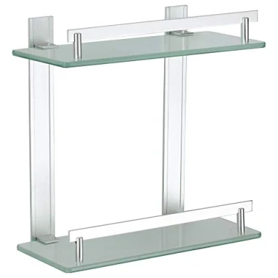 Imagen de MSV Estante 2 Niveles DE Aluminio Y Vidrio TABARCA 30 X 13 CM, Cromado, 30x30x13 cm