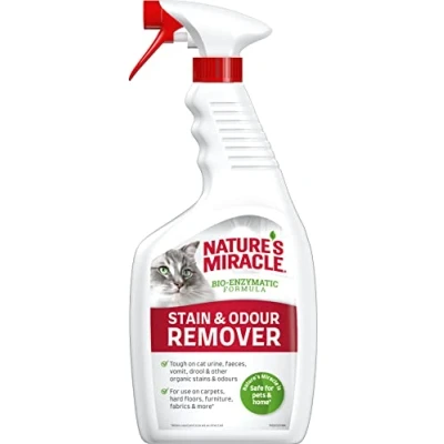 Imagen de Nature&#039;s Miracle Stain &amp; Odour Remover Gato, centra en la suciedad cotidiana, aroma cítrico ligero y fresco, 709 ml