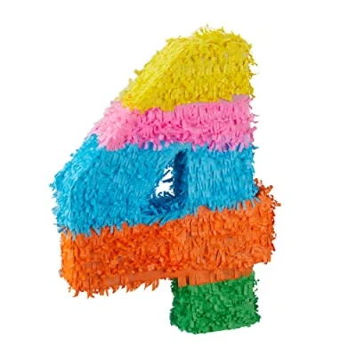 Imagen de Relaxdays Piñata Cumpleaños Número 4 sin Relleno, Papel, Multicolor, 50,5 x 35,5 7,5 cm, Color 5 (10025189_906)