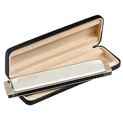 Imagen de East Top 24 Hole Tremolo Harmonica Key of G, Armónica profesional para adultos, músicos de grupo y estudiantes T2406