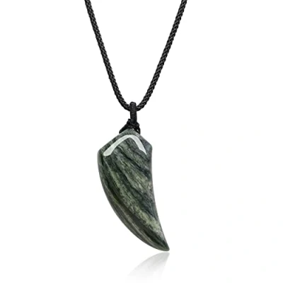 Imagen de COAI Collar Unisex con Colgante Diente de Lobo Jaspe Pelo Verde