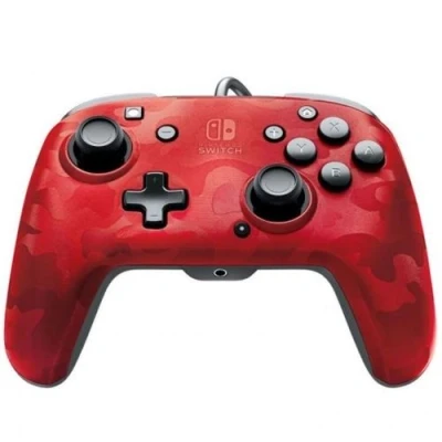 Imagen de PDP Mando Pro Faceoff Deluxe + Audio Chat Camo Rojo (Nintendo Switch)