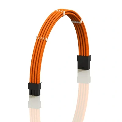 Imagen de LINKUP AVA 50cm 8 Pines (6+2) GPU PCI E Fuente de Alimentación PSU Cable Extensión PC Personalizado con Funda Trenzada y Peine┃Un Solo Paquete┃500mm Naranja