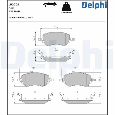 Imagen de DELPHI LP3709 Juego de pastillas freno con avisador acústico desgaste Chapa antichirridos sin accesorios FIAT: Tipo Familiar, Hatchback