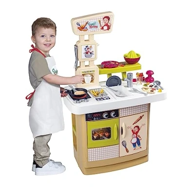 Imagen de Smoby Super Benny La Cocina de Las delicias, 7600310916, 3 años, Accesorios para cocinar Realmente, Delantal Incluido, 32 Accesorios, Libro Recetas