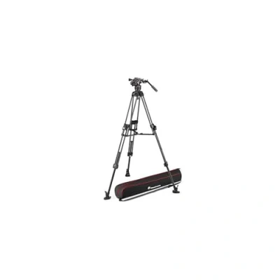Imagen de Manfrotto, Cabezal de Vídeo Fluido Nitrotech 608 con Trípode Fast Twin 645 Carbono, Kit Profesional para DSLR, Reflex, Cámara Digital, Vídeo, Videógrafos, Carga Máxima 14 kg