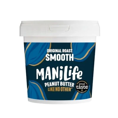 Imagen de ManiLife Mantequilla de Cacahuete Peanut Butter Natural, Origen único, sin Aditivos, Azúcar Añadida, Aceite Palma Cremoso Tostado Original (1 x 900g)